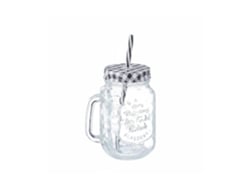 Vasos Relaxdays con tapa y pajita, juego de 8 vasos, 500 ml, vasos retro de verano con asa, color negro.