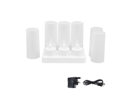 Vela LED sin llama Baok, luz blanca cálida, ideal para bodas, fiestas y mesas de cena. Enchufe estándar del Reino Unido (100-240 V).