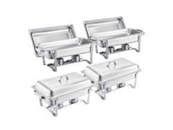 Juego de buffet rectangular Succebuy de 8 litros, paquete de 4, olla grande de acero inoxidable