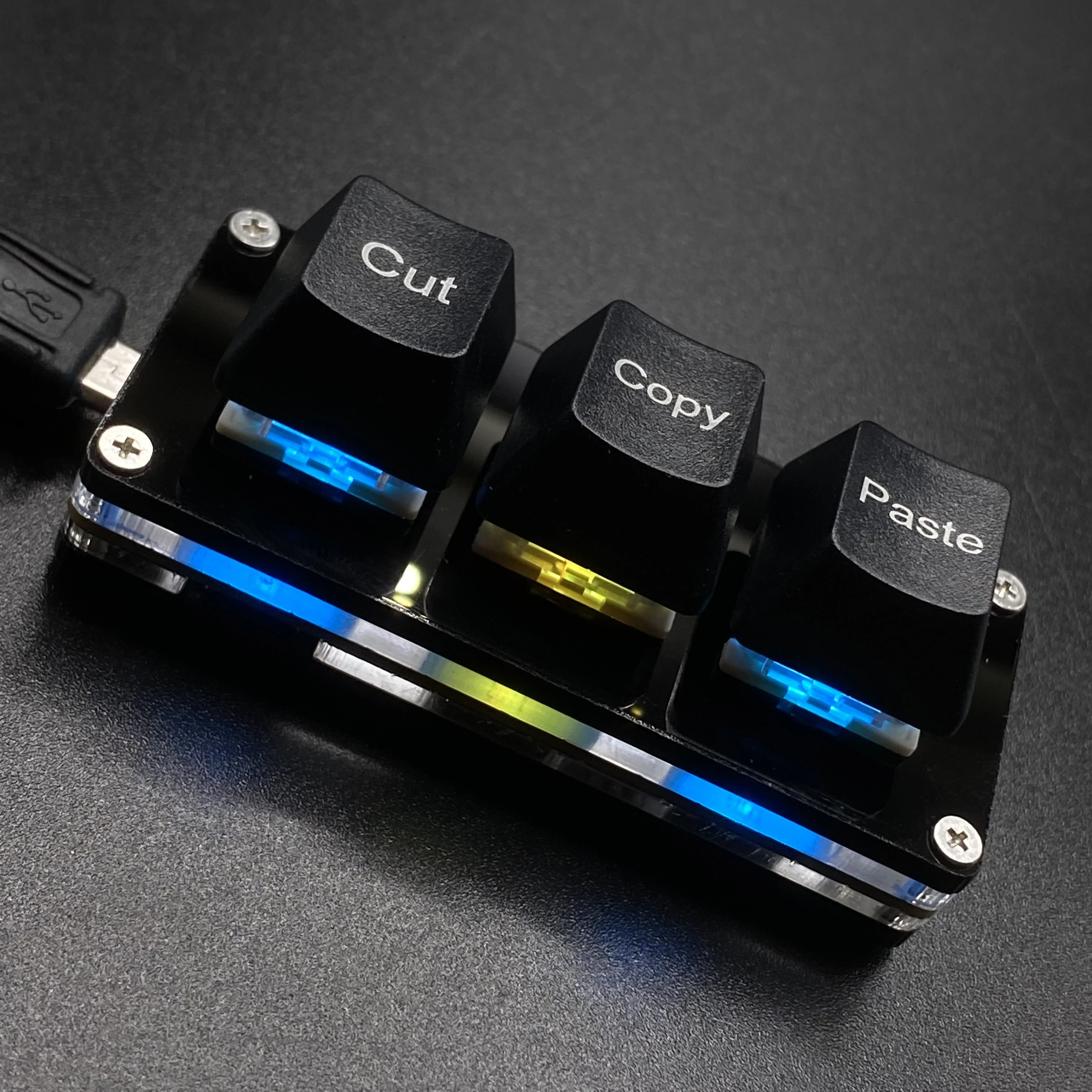 Miniteclas De Acceso Directo De Tres Botones (negro) Para Cortar, Copiar Y Pegar (ctrl + Xcv)