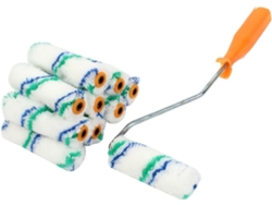 Rodillo de pintura naranja con estampado de rayas y mango de plástico, 4'', 9 fundas para decoración de paredes CHABERLU