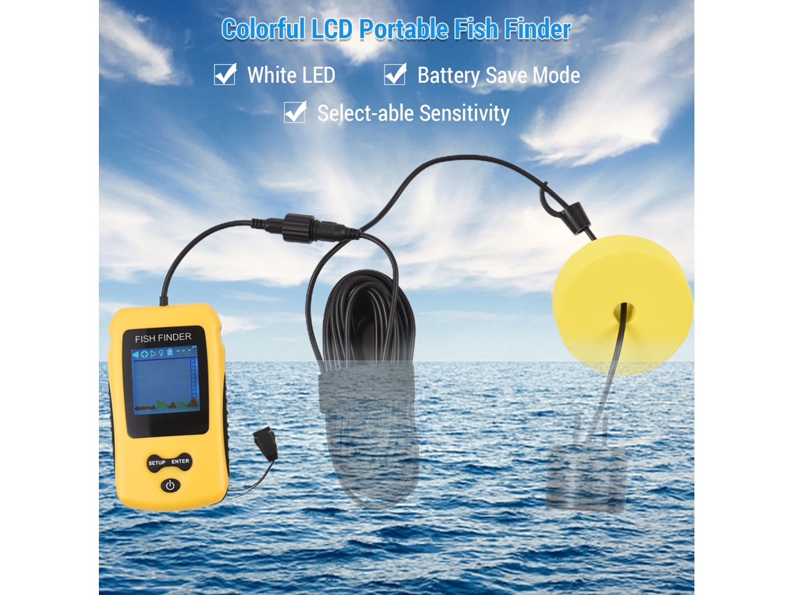 Detector de peces portátil con medidor de profundidad