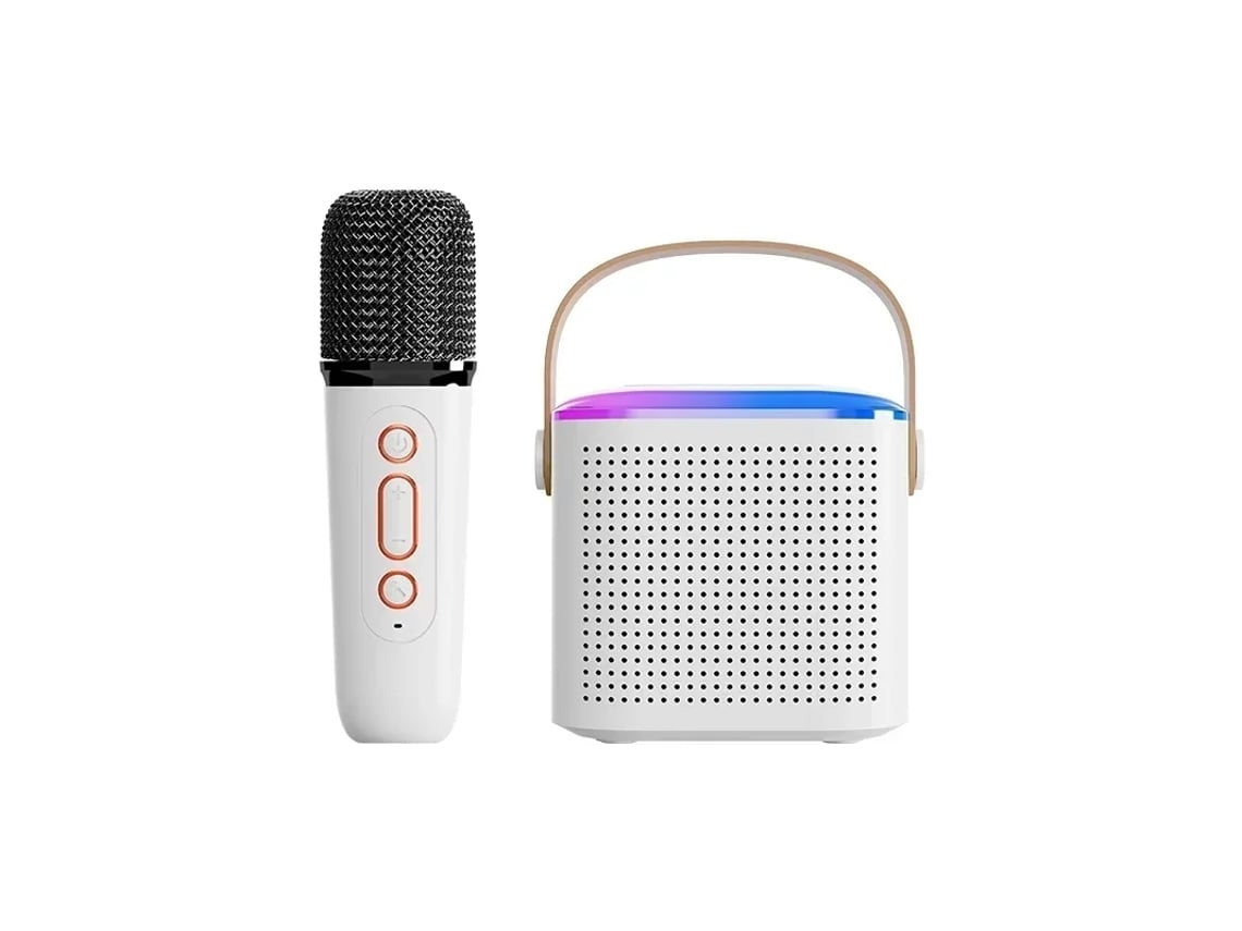 Kid Y1 Micrófono Karaoke Máquina Bluetooth 5.3 Sistema De Altavoces Blanco