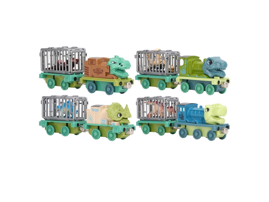8 Piezas De Juguete Transportador De Coches De Dinosaurios Con Aleación Magnética Para Niños
