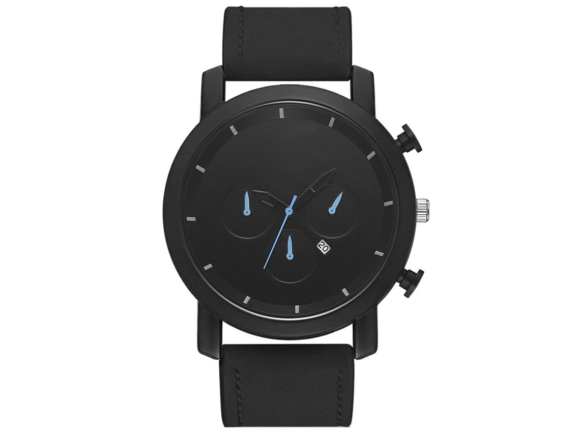 Reloj De Hombre Con Correa De Piel Sintética, Bisel Redondo, Movimiento De Cuarzo Grande, Ideal Para Negocios (azul).