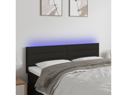 Cabecero Con Led De Tela Negro 144x5x78/88 Cm