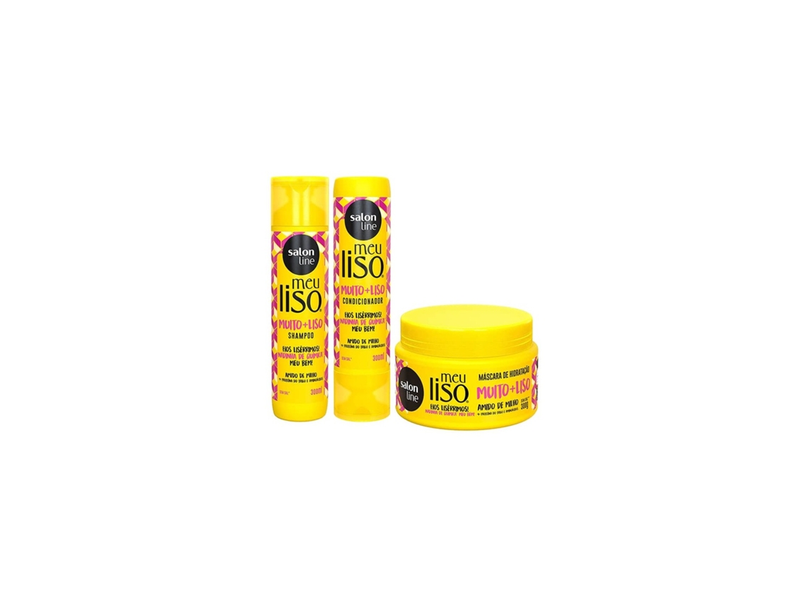 Cofre de Pelo SALON LINE Muy + Liso Almidón de Maíz (Mascarilla + Champú + Acondicionador)