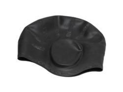 Gorro de natación de silicona con protección ergonómica tridimensional para las orejas, impermeable, negro.