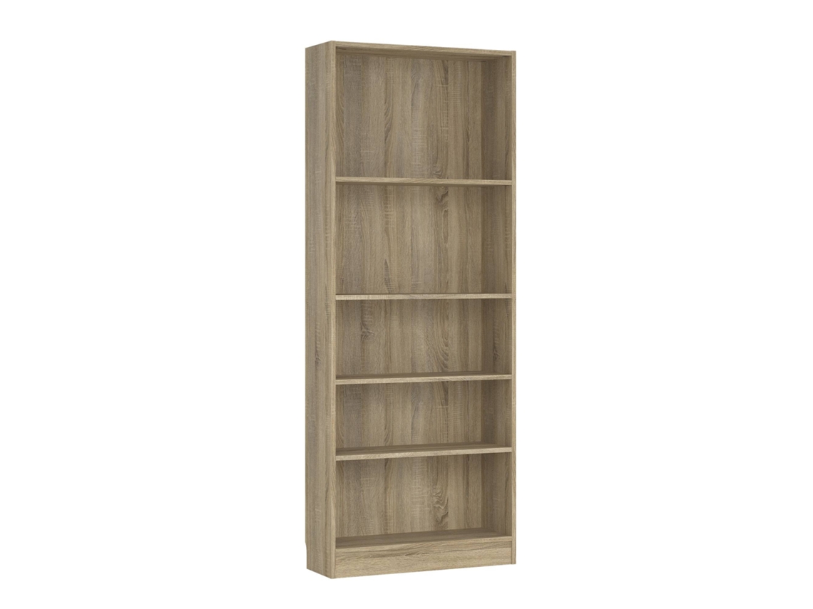 Librería Wellhome Turia con 4 estantes, 79x26x203cm, color Roble.