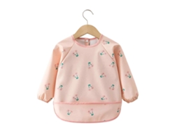 Babero Infantil Con Mangas Largas, Impermeable, Fácil De Limpiar, Para Niños De 6 Meses A 3 Años - Rosa