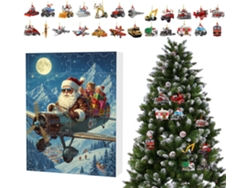 Calendário Do Advento Com Carros- 26 X 18 X 3 Cm, Enfeites De Carro Contagem Regressiva De 24 Dias, De Natal