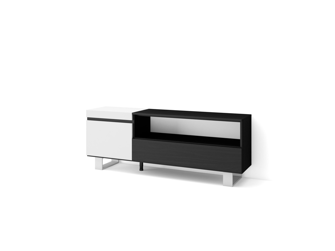 Mueble TV Televisión 150x57x35cm Para TV hasta 65 Diseño industrial Blanco y negro