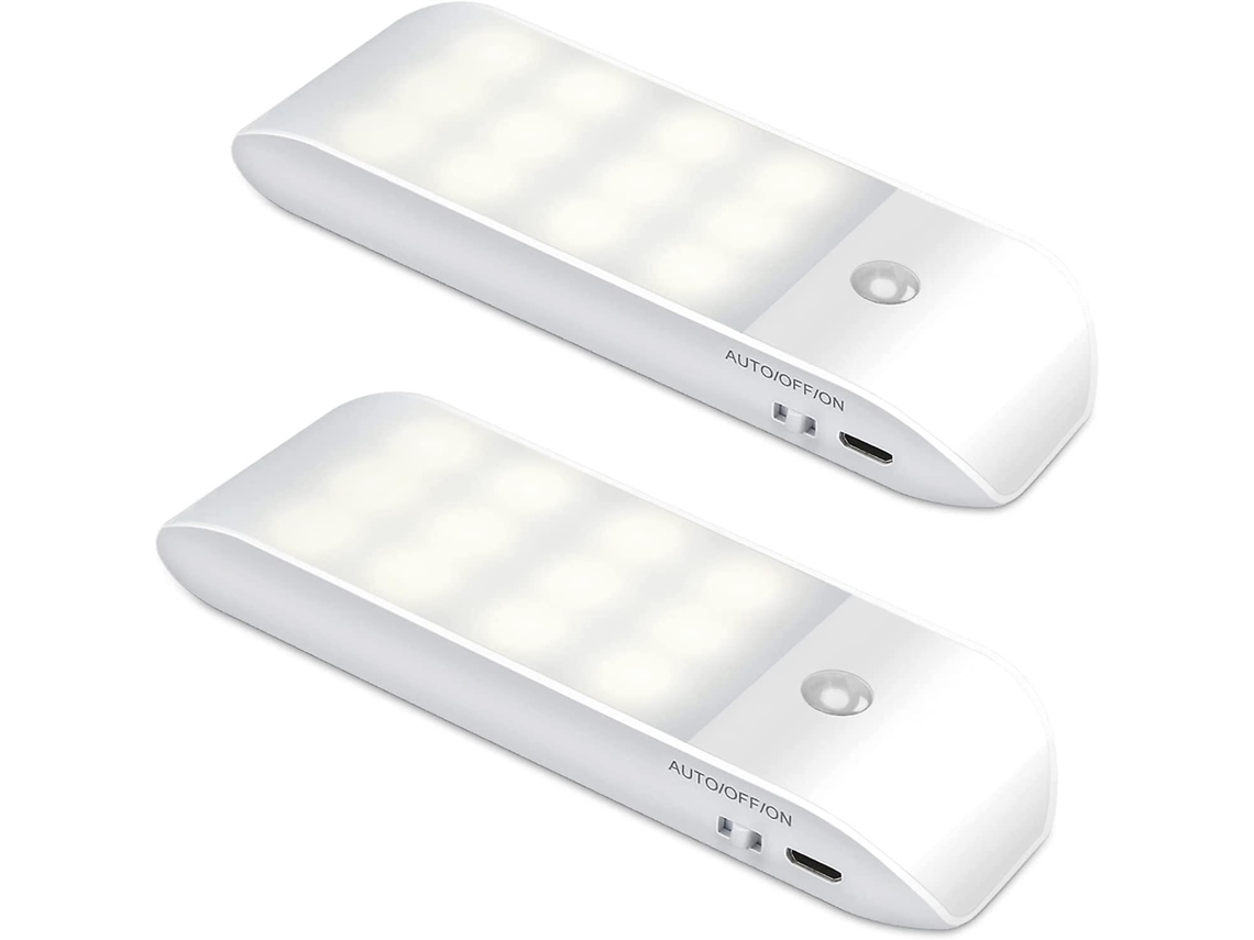 Pacote de 2 12 Led  Usb Recarregável com Sensor de Movimento Fita Adesiva Magnética