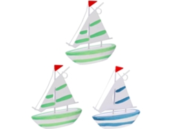 Juego De 3 Piezas De Decoraciones De Barcos De Vela De Resina Natural.