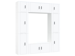 Conjunto de mueble para TV de 8 piezas, madera procesada, blanco, EXCLUSIVO DE LA CASA
