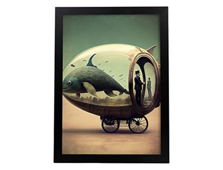 NACNIC Poster Pecera En Estilo Surrealismo Cinematográfico Ilustraciones Y Grabados De Historieta Abstracta Y Artística A4 Marcos Negros