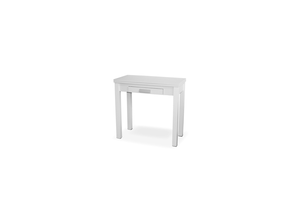 Mesa Cocina Extensible Madera Hena MOMMA HOME (Blanco - Aglomerado -80/80x40x76 cm)