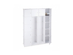 Relaxdays Roupeiro De Encaixe Com 2 Varões, Armário Com 14 Compartimentos, Sistema De Prateleiras Em Plástico, Branco