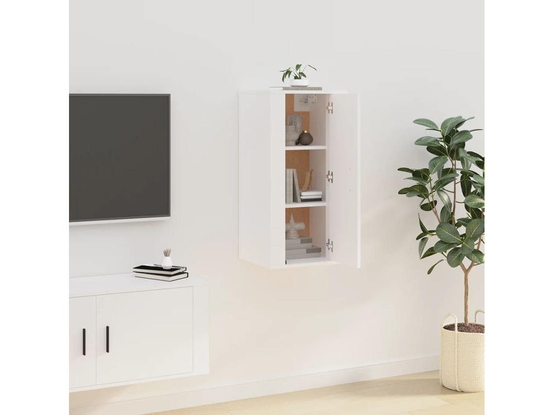 Estantería/Mueble de TV de Pared 40X34,5X80 Cm Blanco