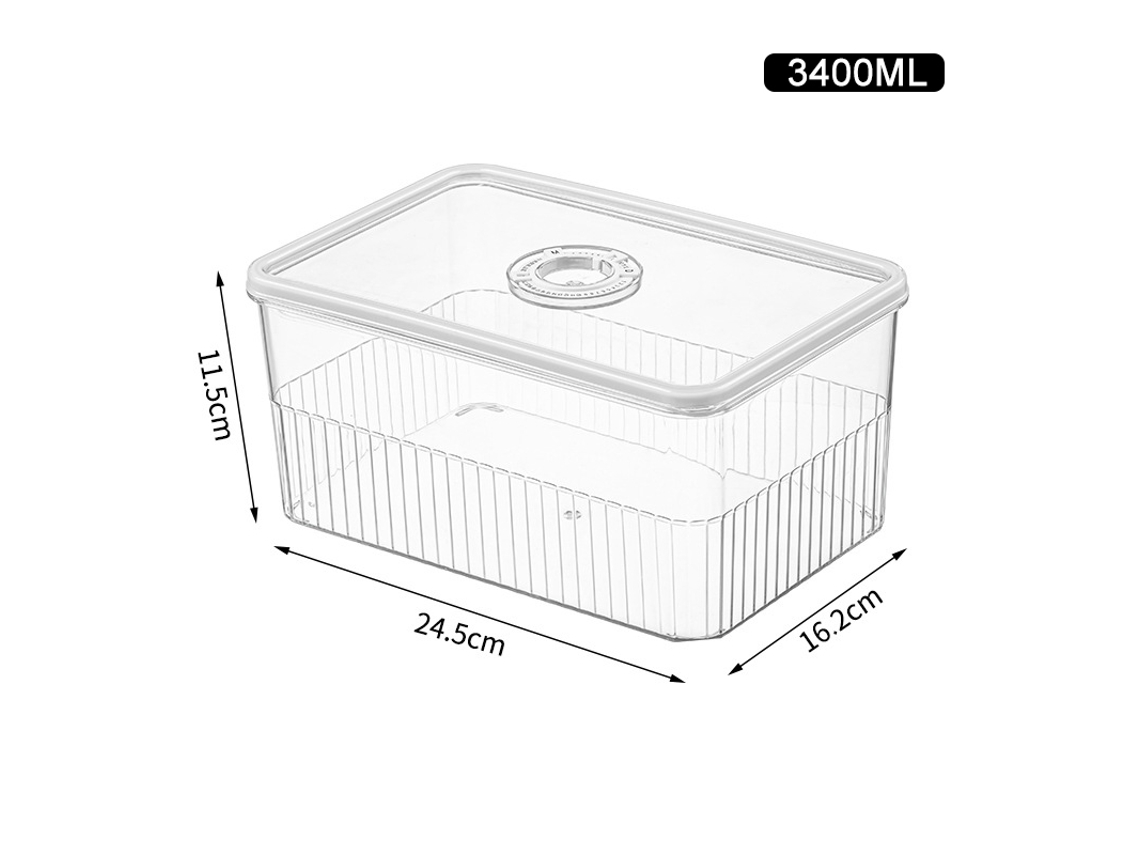 MDUG - Nevera transparente, contenedor de alimentos y cesta para frutas y verduras (compartimento individual de 3400 ml)