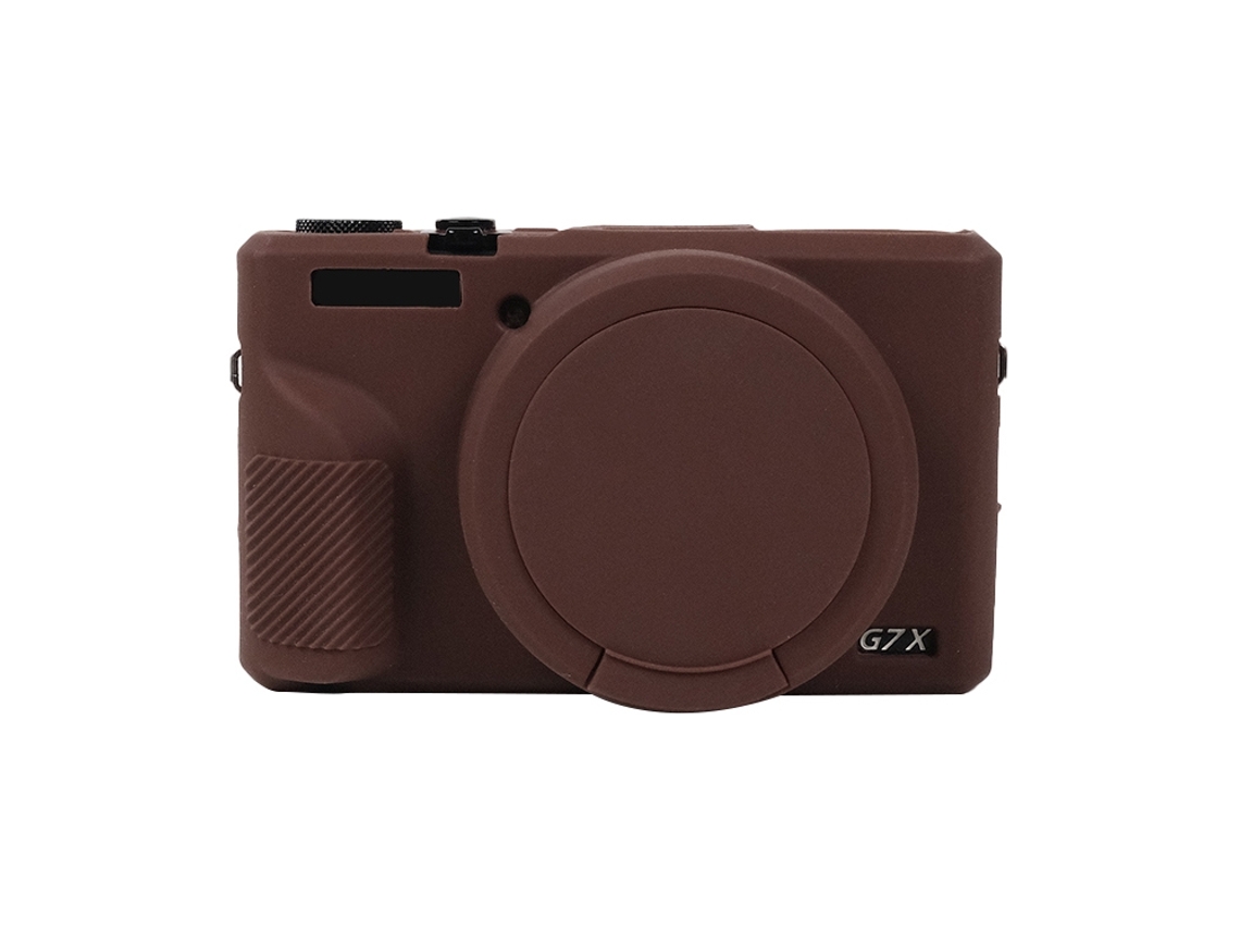 Capa Protetora De Silicone Macio Para Canon Powershot G7x Mark Iii / G7x Iii / G7x3 Com Tampa De Lente Café