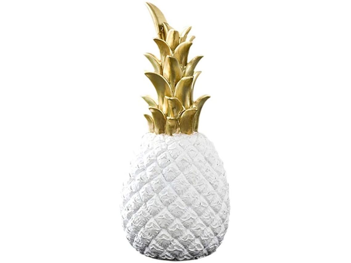 Elegante símbolo de bienvenida, decoración contemporánea en blanco y dorado, creativa piña de cerámica con diseño nórdico para sala de estar.
