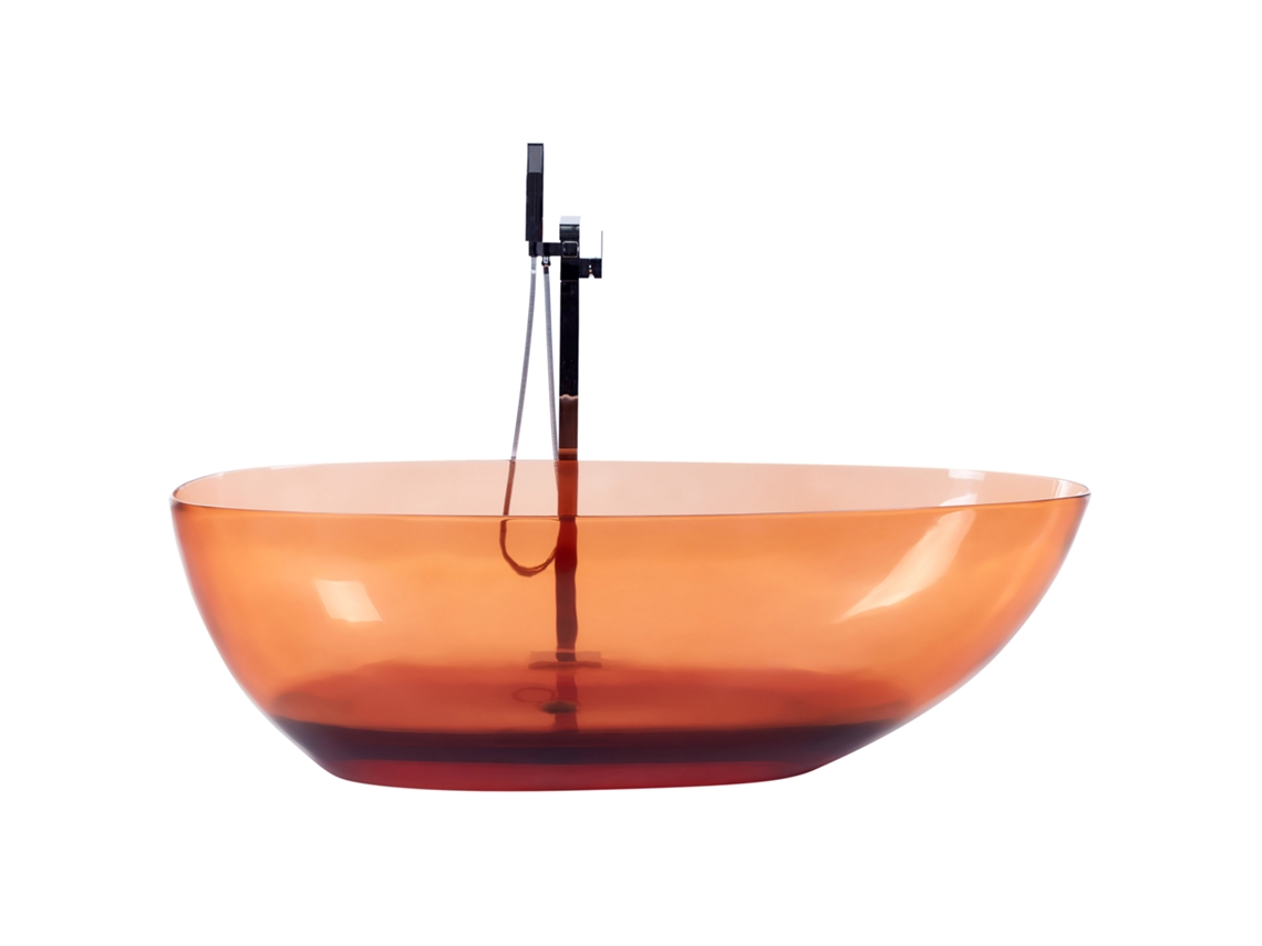 Bañera independiente BELIANI Blancarena de Solid Surface Rojo 78x169x53