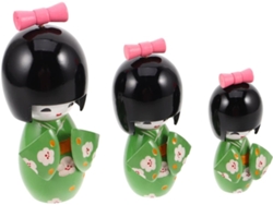 Conjunto De 3 Muñecas Japonesas Kokeshi De Madera Hechas A Mano, Figuras Coleccionables Tradicionales...