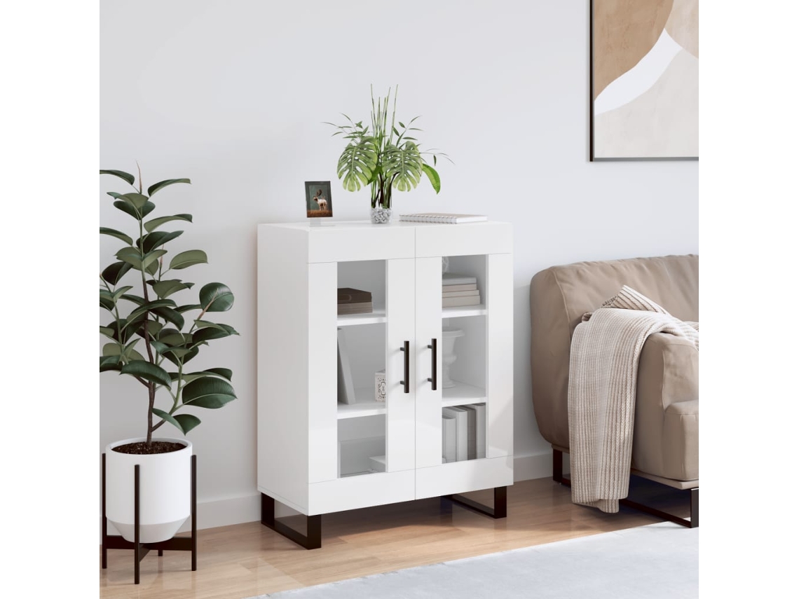 Aparador De Madera Contrachapada Blanco Brillante 69,5x34x90 Cm