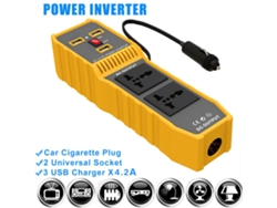 Inversor De Corriente Para Coche De 12 V Cc A 220 V Ca, 200 W, Con 3 Puertos Usb, 2 Tomas De Corriente Universales Y Toma Para Encendedor De Cigarrillos.