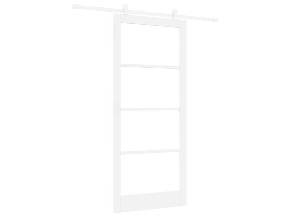 Puerta corredera de madera maciza blanca Vidaxl con herrajes (93 x 211 cm)