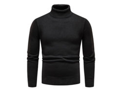 2026-jersey Hombre Cuello Alto Liso Slim Fit Invierno Tejido Grueso Abrigo Pull Over Básico Zg 4xl Negro