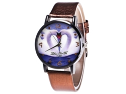 Reloj De Pulsera Analógico De Aleación Para Hombre Con Detalles De Cuero, Cuarzo F451-hx, Color Café.
