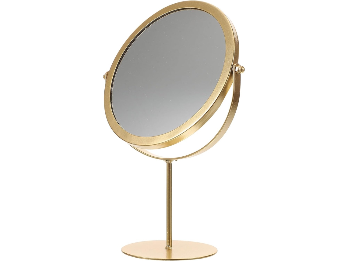 Miroir De Maquillage De Bureau Rond Orné Doré Base Stable Grosse Taille Para Chambre Y Coiffeuse...
