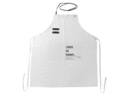 Delantal De Cocina Para Adultos De Algodón Y Lino Ajustable Con Cordón (blanco)