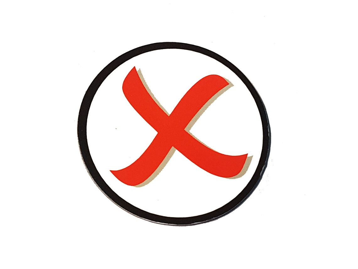 Imanes de impresión - Símbolo de cruz/error - Rojo - Ø 50 mm - Juego de 10 piezas