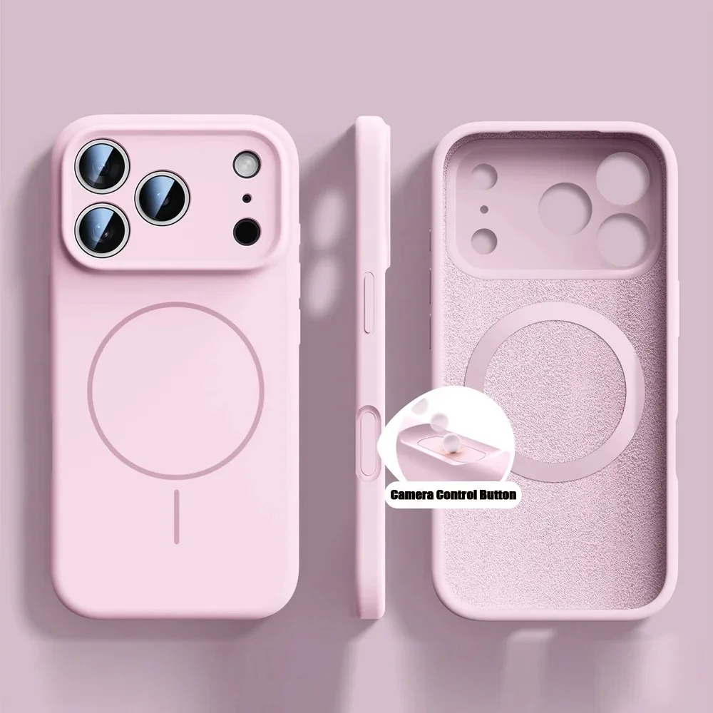 (iphone 13 Pro Rosa) Funda Protectora Magnética De Silicona Líquida Para Iphone, Funda Blanda Original