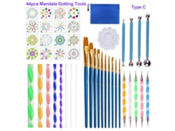 Kit De Herramientas Mandala De 44 Piezas Con Plantillas, Pinceles Y Paleta Para Pintar Sobre Piedras Y Lienzos.