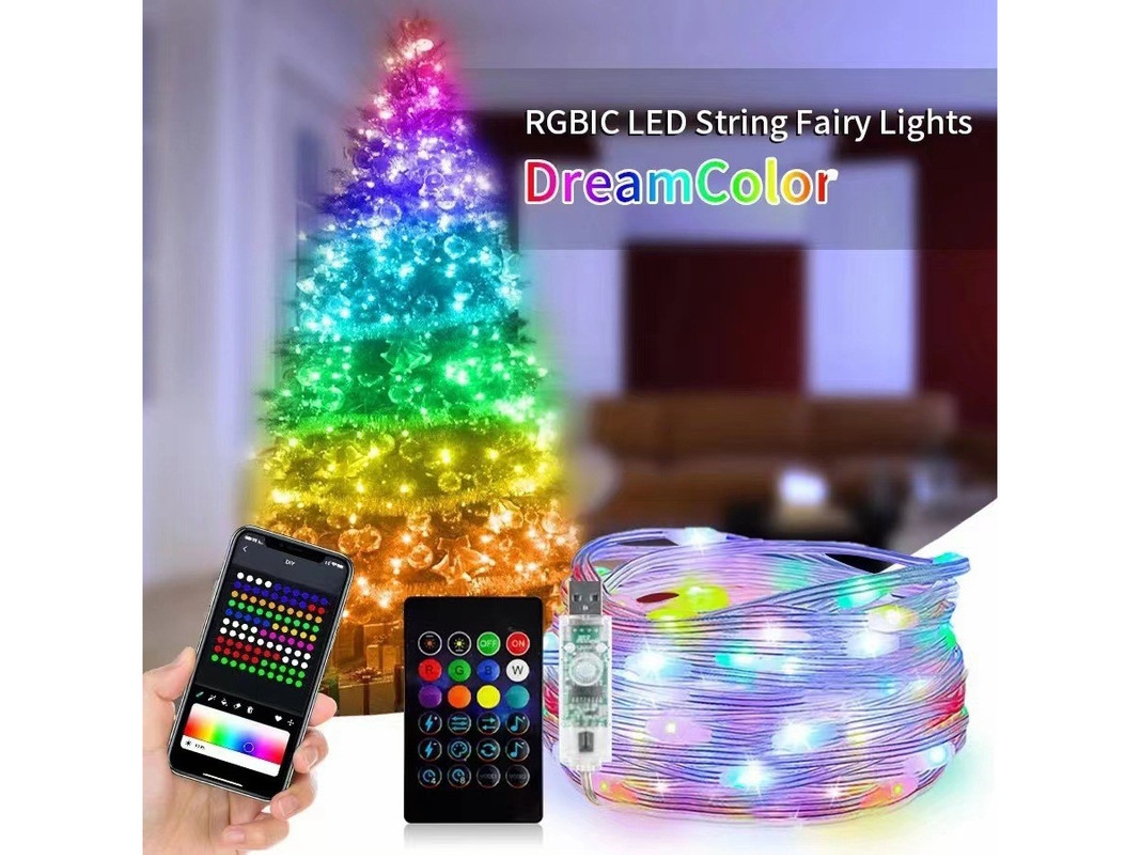 Cadena Luminosa Colorida Usb Bluetooth App 5M 50 Luces 24 Teclas De Control Remoto KH2023