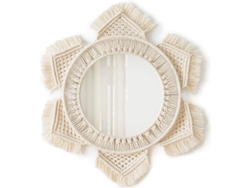 Espejo de pared redondo con flecos de macramé, estilo bohemio decorativo para el hogar.