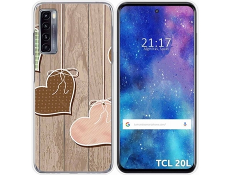 Carcasa TCL 20L / 20L+ TUMUNDOSMARTPHONE Corazones Madera Multicolor