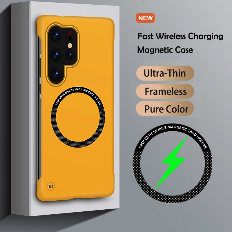 (amarillo, Galaxy S25) Funda Magnética Sin Marco Para Teléfono, Diseño Ultrafino De Color Sólido, Compatible Con Magsafe.