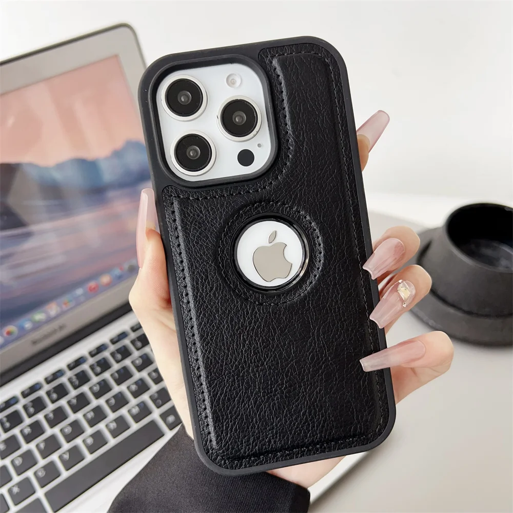 (iphone 14 Pro, Negro) Funda De Cuero Sintético Pu Para Iphone, Fabricada En Piel De Vacuno, Resistente A Los Golpes.