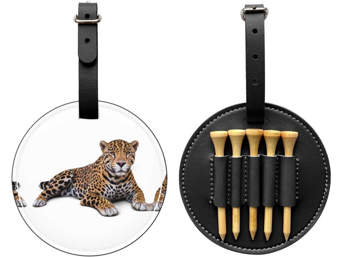 Saco para Guardar Tees de Golfe com Estampa de Leopardo, Preta, Fácil de Transportar | S/MARCA