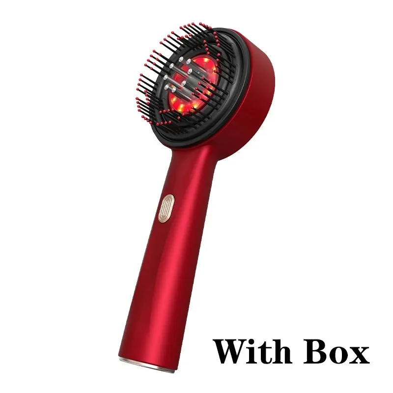 (rojo) Peine De Masaje Eléctrico Vibratorio Rojo Fotogenous Masaje Cabelludo Cepillo Anti-pérdida De Cabello Líquido Aceite