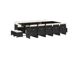 Maison Exclusive - Set Comedor De Jardín Con Cojines 15 Pzas Ratán Sintético Negro