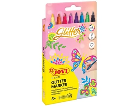 Estuche 8 Rotuladores JOVI Purpurina Glitter JOVI