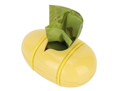 Contenedor de plástico para desechos de mascotas, forma de huevo, elástico, bolsa amarilla