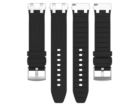 Correa de reloj de silicona premium de 20 mm para Garmin, Samsung, Huawei (hebilla plateada) Negro
