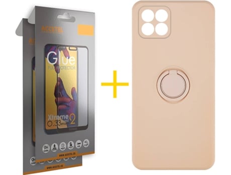 Carcasa + 2 Protectores de Pantalla para Huawei P40 Lite ACCETEL Rosa Pastel